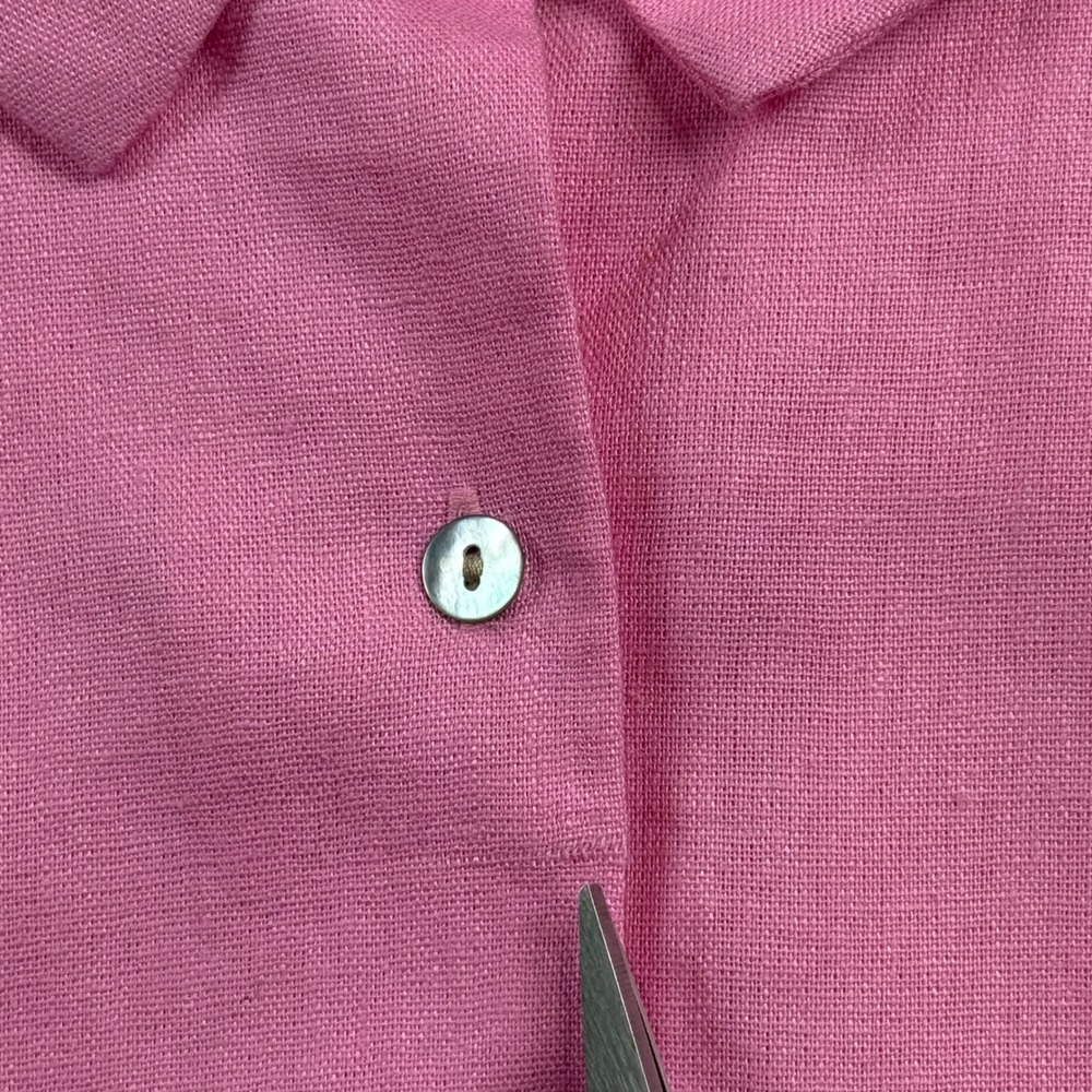 Crown & Ivy Button Down Linen Blend Coastal Coquette Southern Pink Shirt L - Picture 8 of 11
